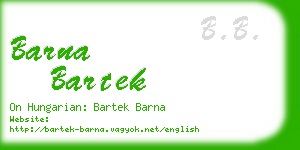 barna bartek business card